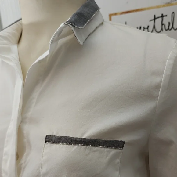 Peserico White Shirt with Gray Detail - Picture 2 of 7